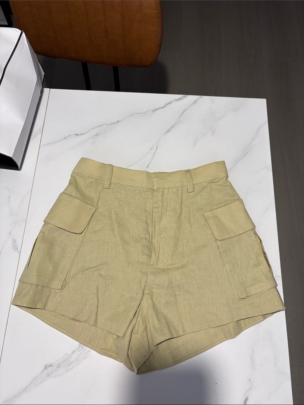 Oh Polly Light Olive Cargo High-Waist Shorts